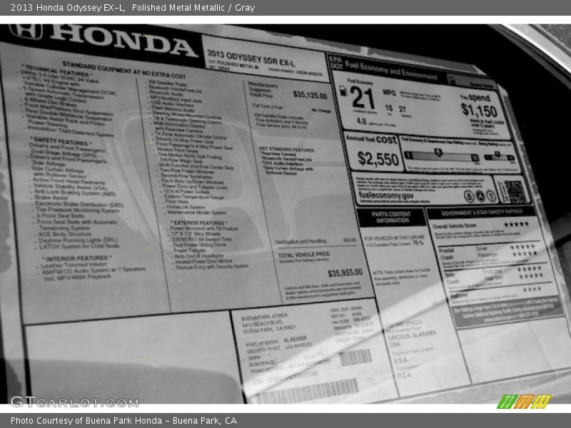 Polished Metal Metallic / Gray 2013 Honda Odyssey EX-L