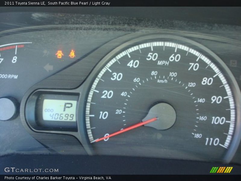 South Pacific Blue Pearl / Light Gray 2011 Toyota Sienna LE