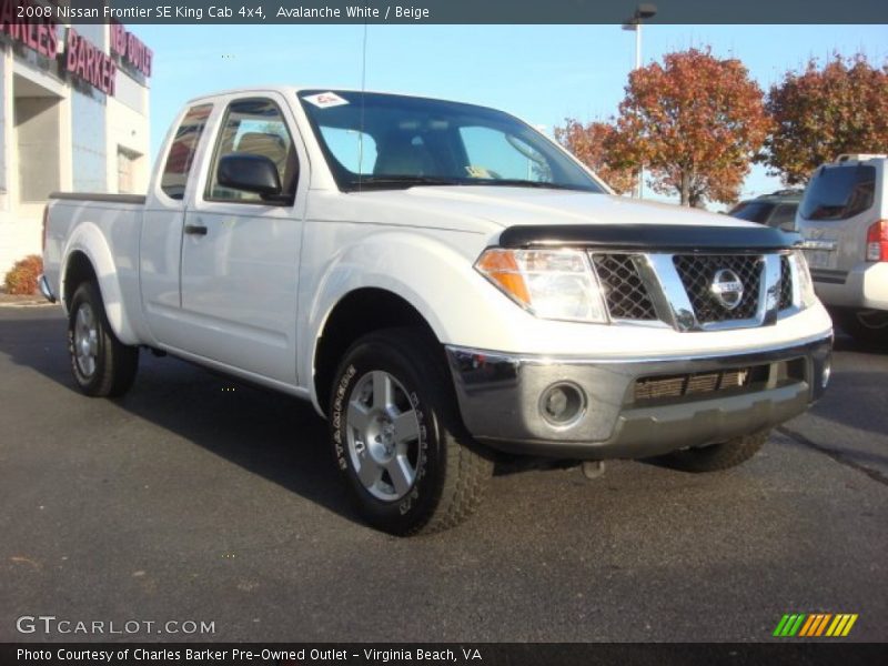 Avalanche White / Beige 2008 Nissan Frontier SE King Cab 4x4