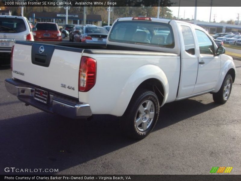 Avalanche White / Beige 2008 Nissan Frontier SE King Cab 4x4