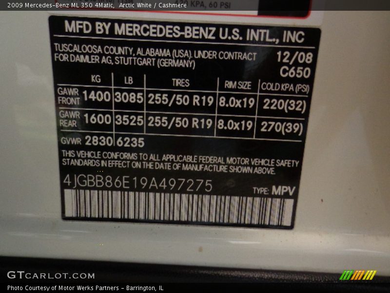 Arctic White / Cashmere 2009 Mercedes-Benz ML 350 4Matic