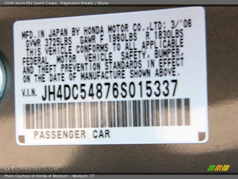 Magnesium Metallic / Ebony 2006 Acura RSX Sports Coupe