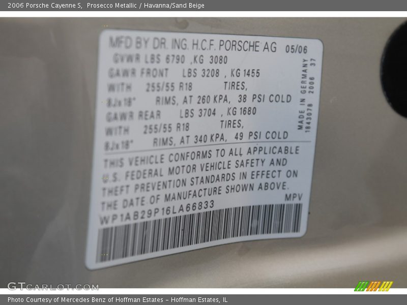 Prosecco Metallic / Havanna/Sand Beige 2006 Porsche Cayenne S