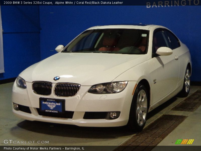 Alpine White / Coral Red/Black Dakota Leather 2009 BMW 3 Series 328xi Coupe