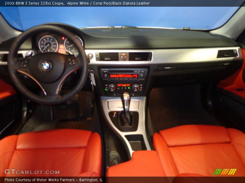 Alpine White / Coral Red/Black Dakota Leather 2009 BMW 3 Series 328xi Coupe