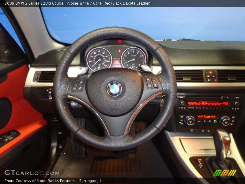 Alpine White / Coral Red/Black Dakota Leather 2009 BMW 3 Series 328xi Coupe