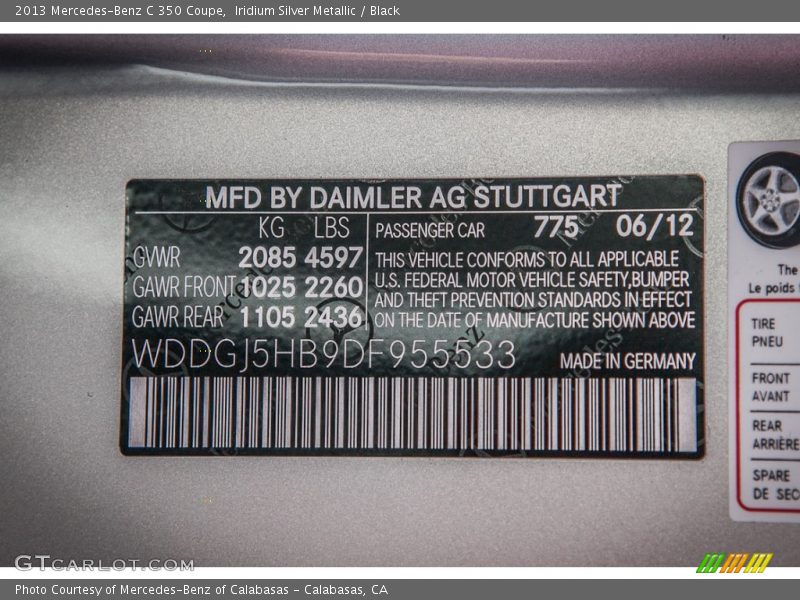Iridium Silver Metallic / Black 2013 Mercedes-Benz C 350 Coupe