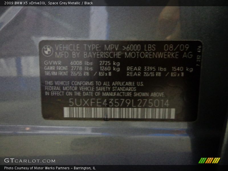 Space Grey Metallic / Black 2009 BMW X5 xDrive30i