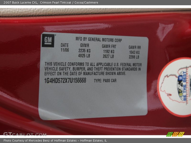 Crimson Pearl Tintcoat / Cocoa/Cashmere 2007 Buick Lucerne CXL