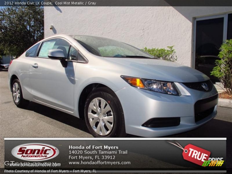Cool Mist Metallic / Gray 2012 Honda Civic LX Coupe