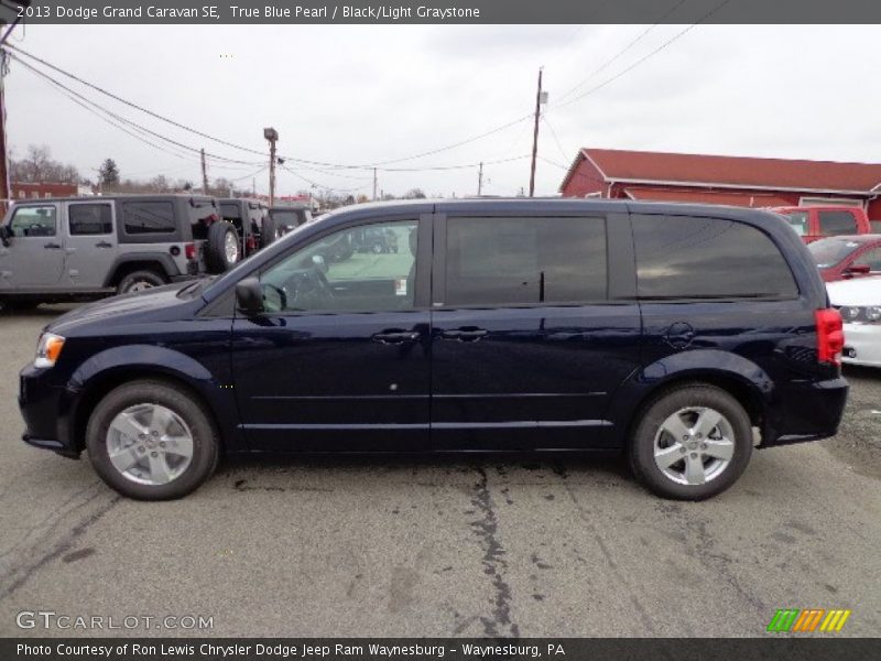 True Blue Pearl / Black/Light Graystone 2013 Dodge Grand Caravan SE