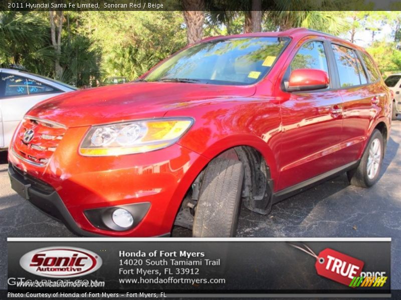 Sonoran Red / Beige 2011 Hyundai Santa Fe Limited