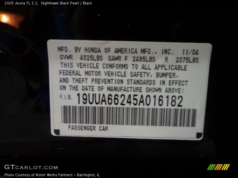 Nighthawk Black Pearl / Black 2005 Acura TL 3.2