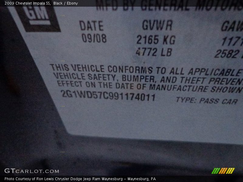 Black / Ebony 2009 Chevrolet Impala SS