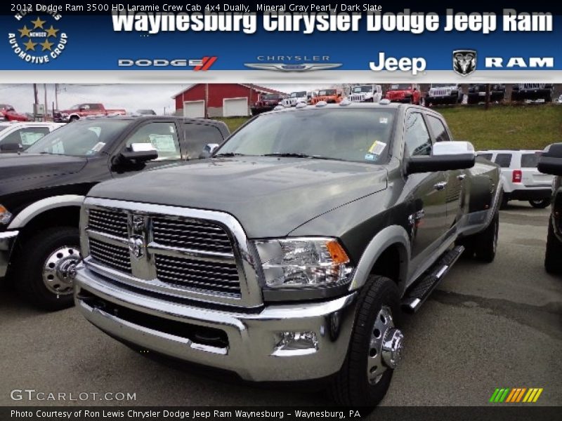 Mineral Gray Pearl / Dark Slate 2012 Dodge Ram 3500 HD Laramie Crew Cab 4x4 Dually