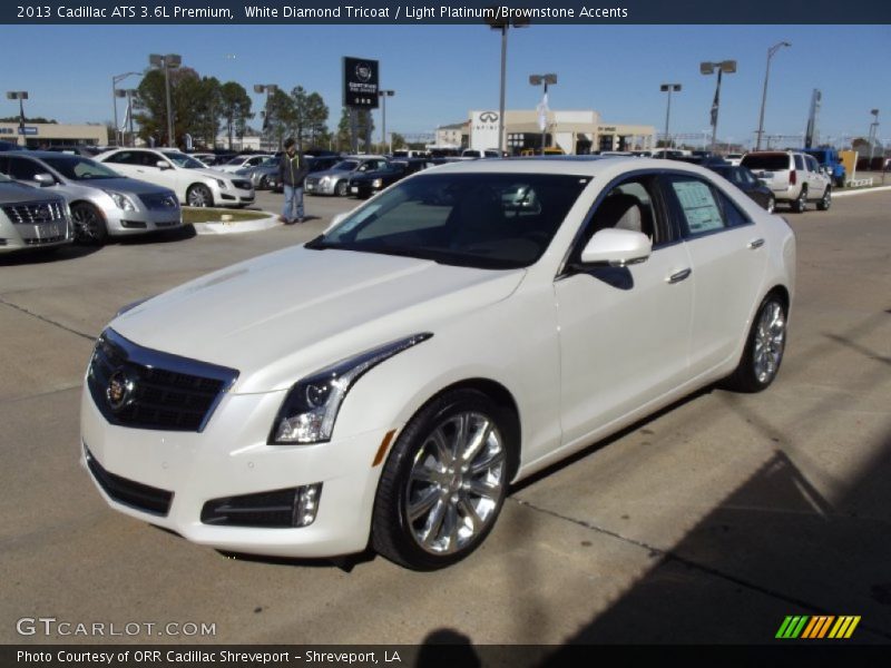 White Diamond Tricoat / Light Platinum/Brownstone Accents 2013 Cadillac ATS 3.6L Premium