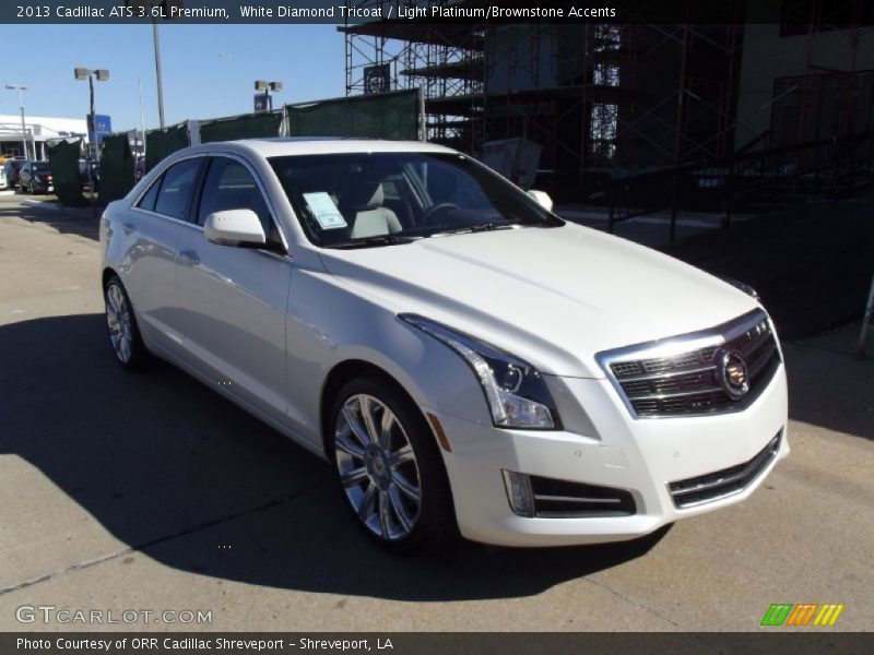 White Diamond Tricoat / Light Platinum/Brownstone Accents 2013 Cadillac ATS 3.6L Premium