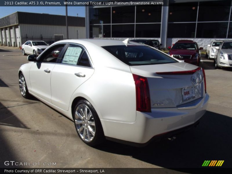 White Diamond Tricoat / Light Platinum/Brownstone Accents 2013 Cadillac ATS 3.6L Premium