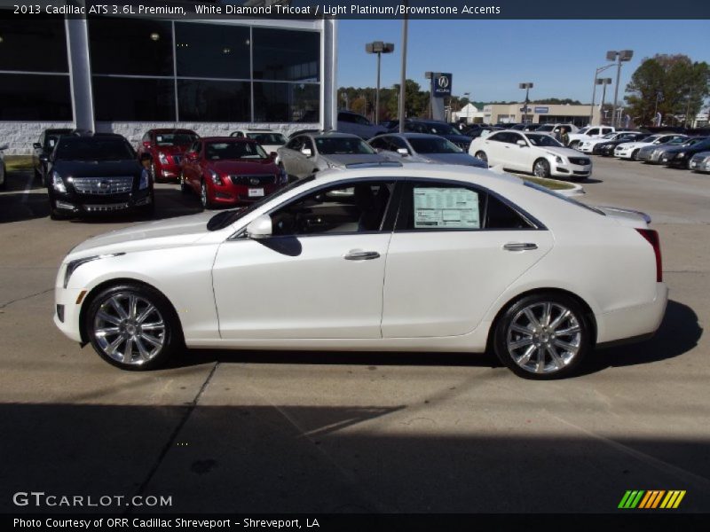 White Diamond Tricoat / Light Platinum/Brownstone Accents 2013 Cadillac ATS 3.6L Premium