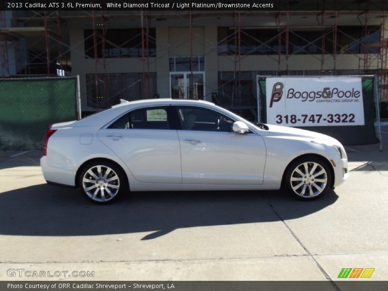 White Diamond Tricoat / Light Platinum/Brownstone Accents 2013 Cadillac ATS 3.6L Premium