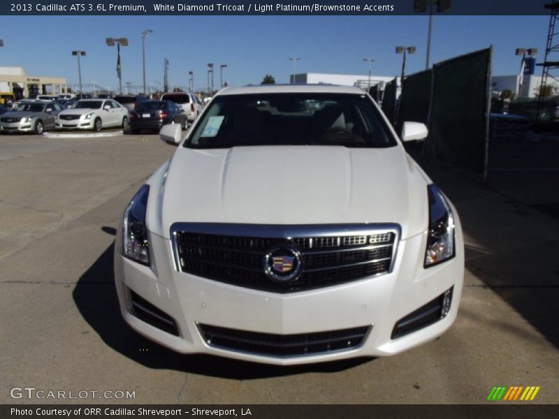 White Diamond Tricoat / Light Platinum/Brownstone Accents 2013 Cadillac ATS 3.6L Premium