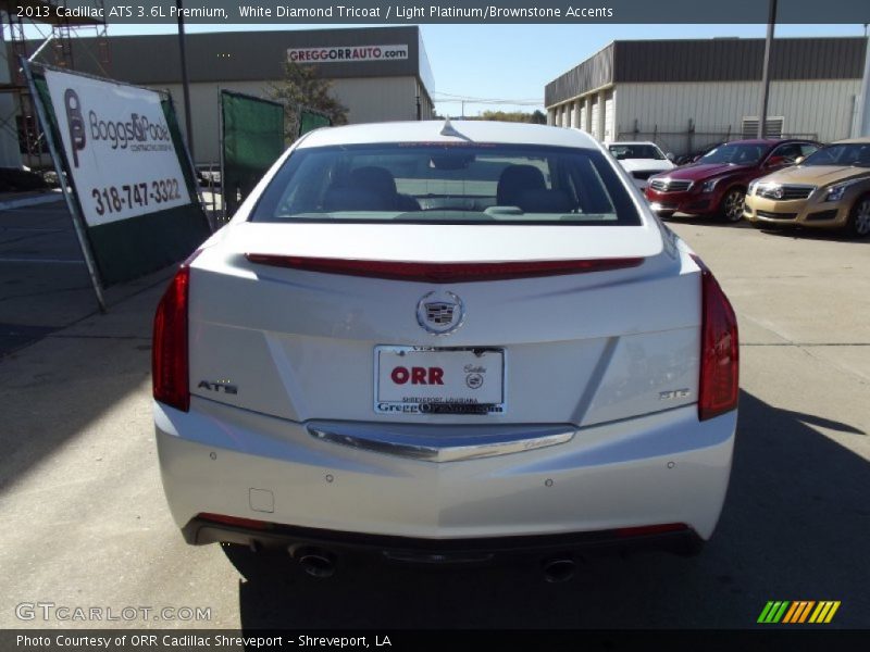White Diamond Tricoat / Light Platinum/Brownstone Accents 2013 Cadillac ATS 3.6L Premium