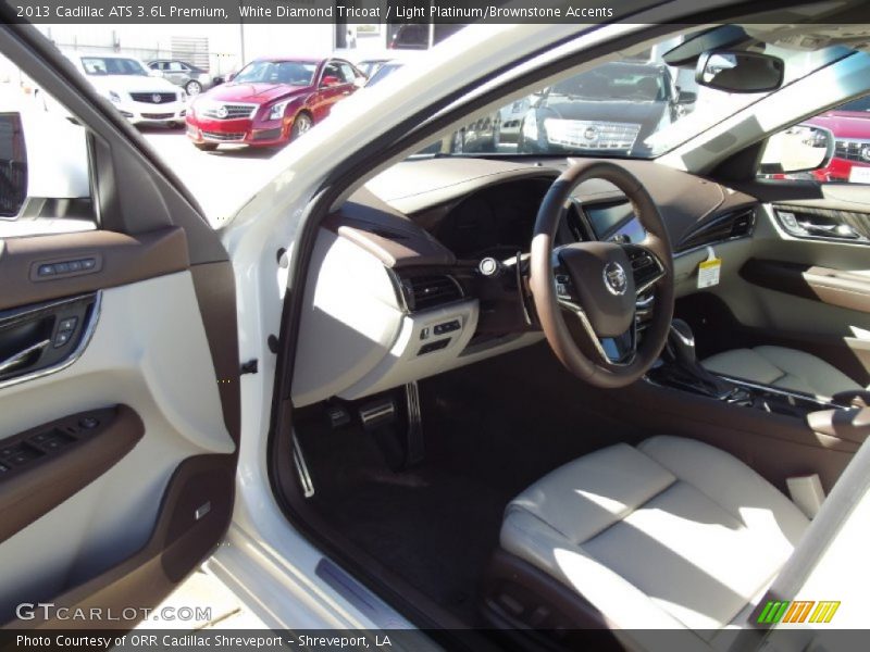 White Diamond Tricoat / Light Platinum/Brownstone Accents 2013 Cadillac ATS 3.6L Premium