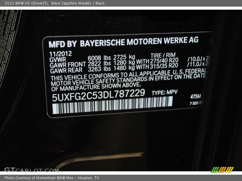 Black Sapphire Metallic / Black 2013 BMW X6 xDrive35i