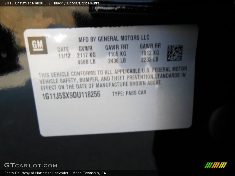 Black / Cocoa/Light Neutral 2013 Chevrolet Malibu LTZ