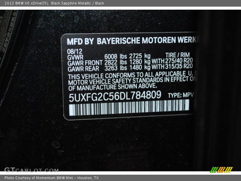 Black Sapphire Metallic / Black 2013 BMW X6 xDrive35i