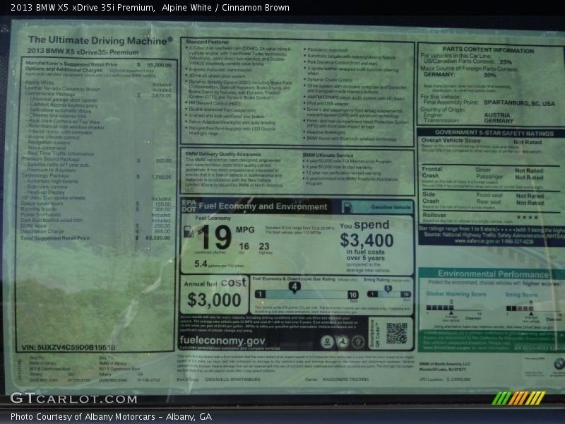 Alpine White / Cinnamon Brown 2013 BMW X5 xDrive 35i Premium