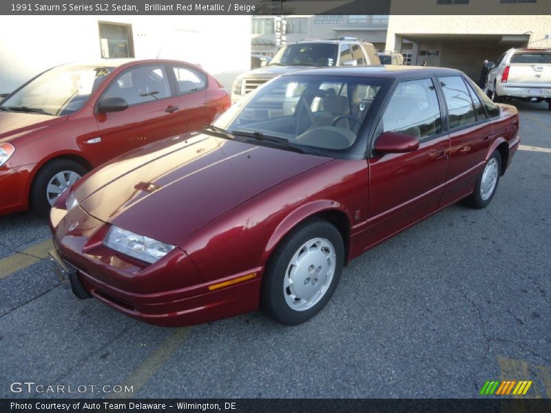 Brilliant Red Metallic / Beige 1991 Saturn S Series SL2 Sedan