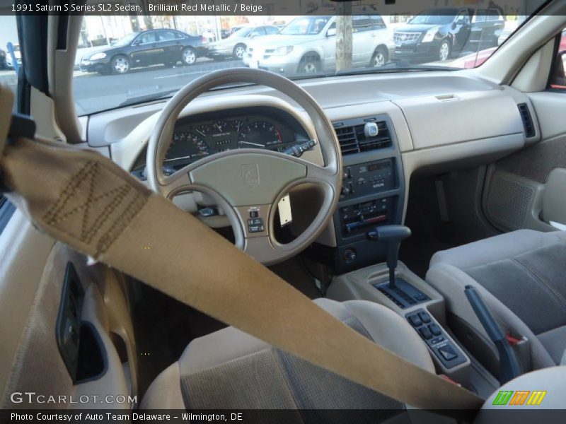 Brilliant Red Metallic / Beige 1991 Saturn S Series SL2 Sedan