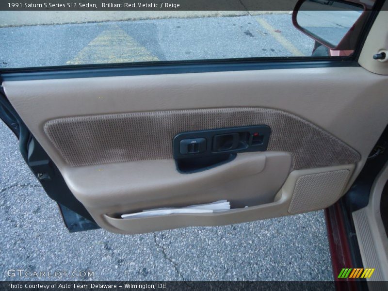 Brilliant Red Metallic / Beige 1991 Saturn S Series SL2 Sedan