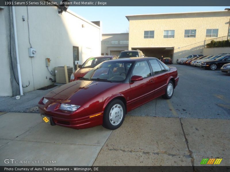 Brilliant Red Metallic / Beige 1991 Saturn S Series SL2 Sedan