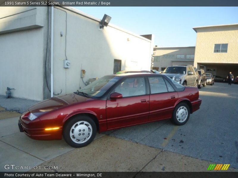 Brilliant Red Metallic / Beige 1991 Saturn S Series SL2 Sedan