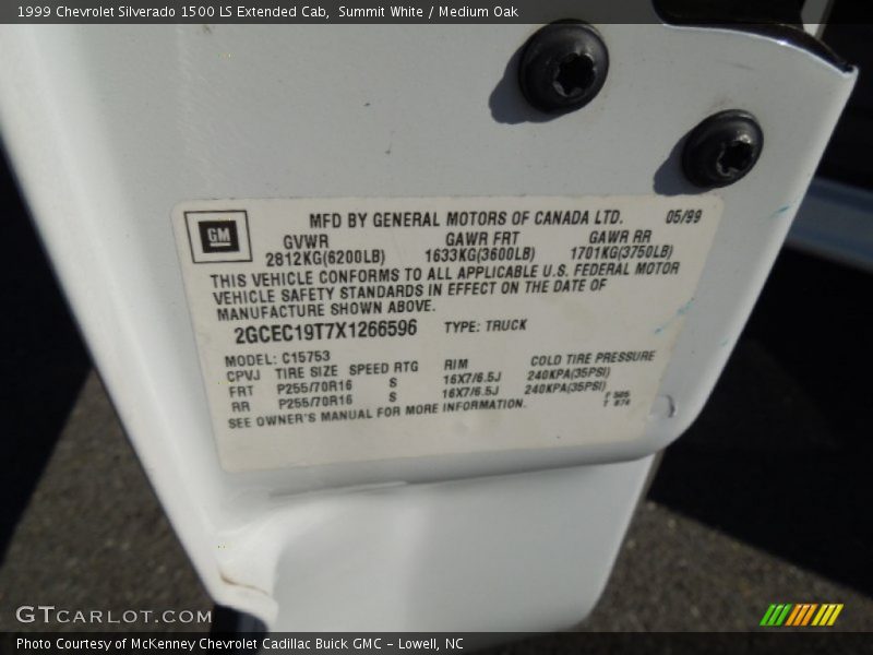 Summit White / Medium Oak 1999 Chevrolet Silverado 1500 LS Extended Cab