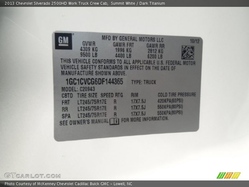 Summit White / Dark Titanium 2013 Chevrolet Silverado 2500HD Work Truck Crew Cab
