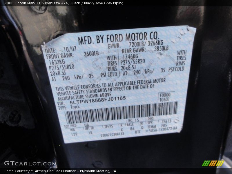 2008 Mark LT SuperCrew 4x4 Black Color Code UA