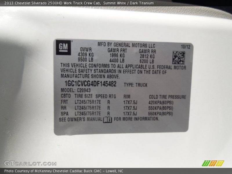 Summit White / Dark Titanium 2013 Chevrolet Silverado 2500HD Work Truck Crew Cab