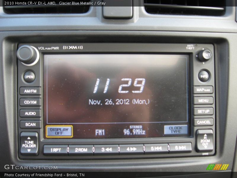 Glacier Blue Metallic / Gray 2010 Honda CR-V EX-L AWD