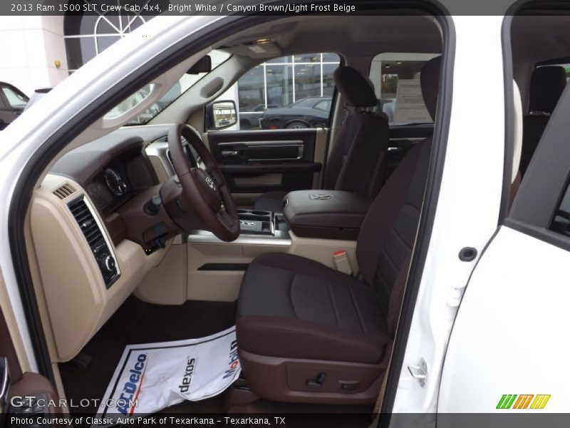 Bright White / Canyon Brown/Light Frost Beige 2013 Ram 1500 SLT Crew Cab 4x4