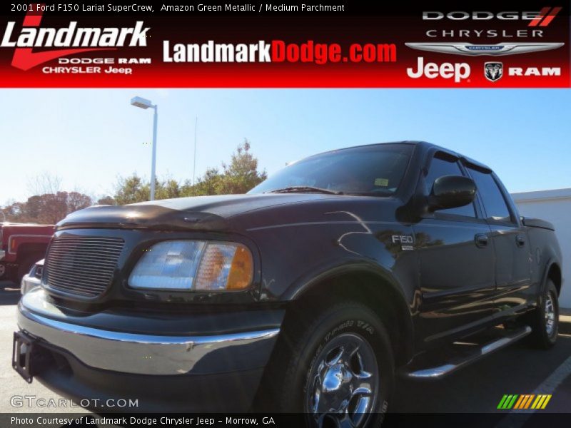 Amazon Green Metallic / Medium Parchment 2001 Ford F150 Lariat SuperCrew