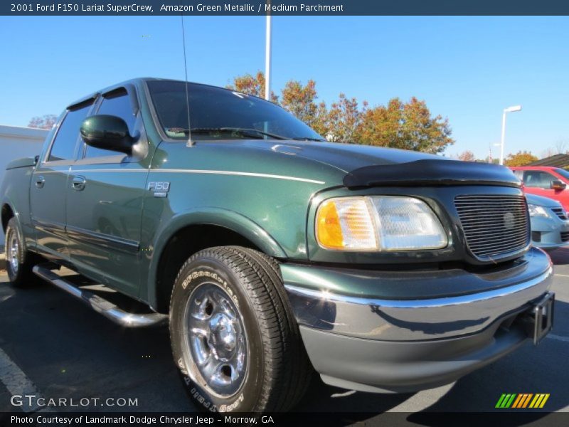 Amazon Green Metallic / Medium Parchment 2001 Ford F150 Lariat SuperCrew