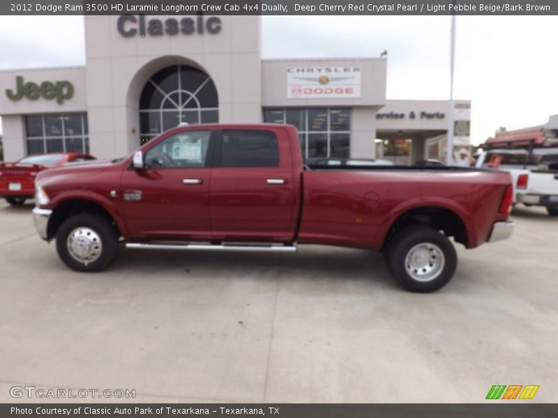 Deep Cherry Red Crystal Pearl / Light Pebble Beige/Bark Brown 2012 Dodge Ram 3500 HD Laramie Longhorn Crew Cab 4x4 Dually