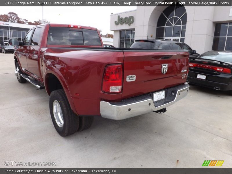 Deep Cherry Red Crystal Pearl / Light Pebble Beige/Bark Brown 2012 Dodge Ram 3500 HD Laramie Longhorn Crew Cab 4x4 Dually
