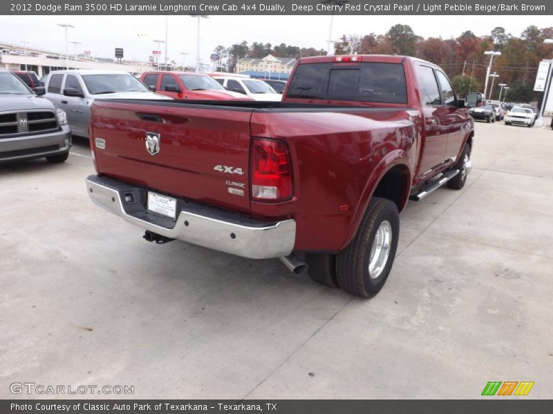 Deep Cherry Red Crystal Pearl / Light Pebble Beige/Bark Brown 2012 Dodge Ram 3500 HD Laramie Longhorn Crew Cab 4x4 Dually