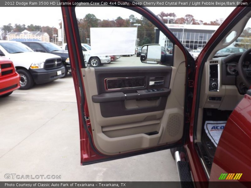 Deep Cherry Red Crystal Pearl / Light Pebble Beige/Bark Brown 2012 Dodge Ram 3500 HD Laramie Longhorn Crew Cab 4x4 Dually