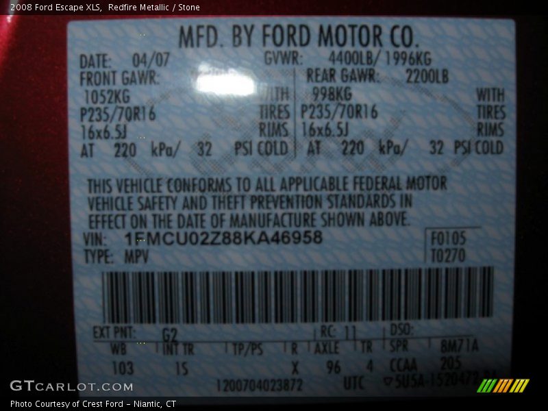 Redfire Metallic / Stone 2008 Ford Escape XLS