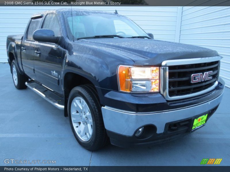 Midnight Blue Metallic / Ebony 2008 GMC Sierra 1500 SLE Crew Cab
